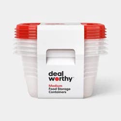 Medium Square Food Storage Containers - 42oz/4ct - Dealworthy™