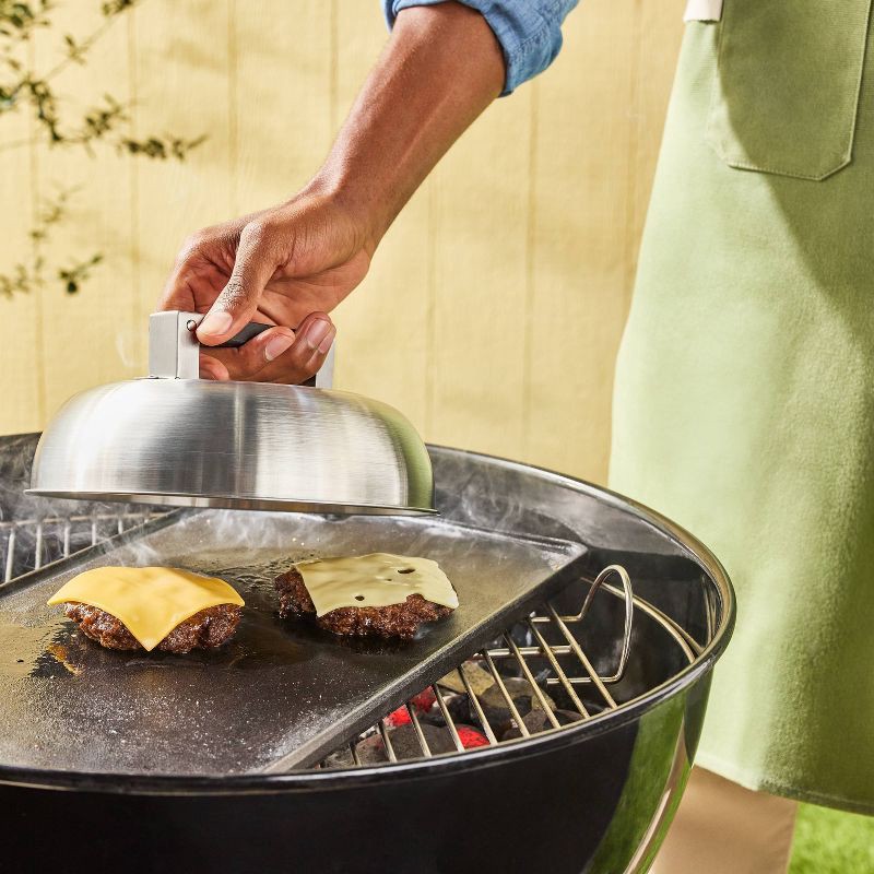 slide 2 of 3, Steaming Stainless Steel Grill Dome Cover Silver - Figmint™, 1 ct