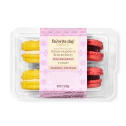 Mini Macarons Lemon-Raspberry & Strawberry Jam - 2.1oz/4pk - Favorite Day™