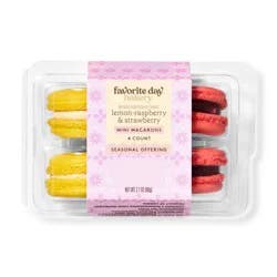 Mini Macarons Lemon-Raspberry & Strawberry Jam - 2.1oz/4pk - Favorite Day™