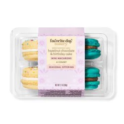 Hazelnut Chocolate & Birthday Cake Mini Macarons - 2.1oz/4ct - Favorite Day™
