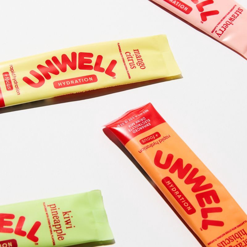 slide 6 of 8, Unwell Hydration Electrolyte Stick Pack for Rapid Hydration - Focus Kiwi Pineapple - 8pk, 8 ct