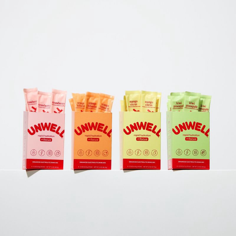 slide 7 of 8, Unwell Hydration Electrolyte Stick Pack for Rapid Hydration - Focus Kiwi Pineapple - 8pk, 8 ct