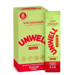 Unwell Hydration Electrolyte Stick Pack for Rapid Hydration - Focus Kiwi Pineapple - 8pk