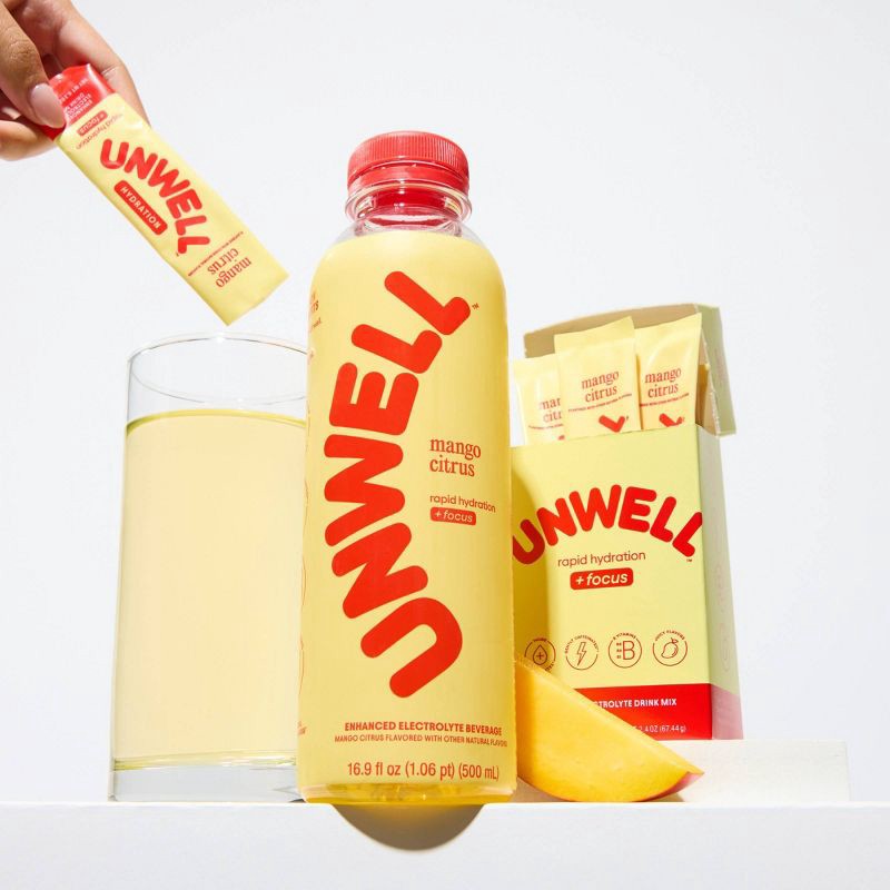 slide 2 of 8, Unwell Hydration Electrolyte Stick Pack for Rapid Hydration - Focus Mango Citrus - 8pk, 8 ct