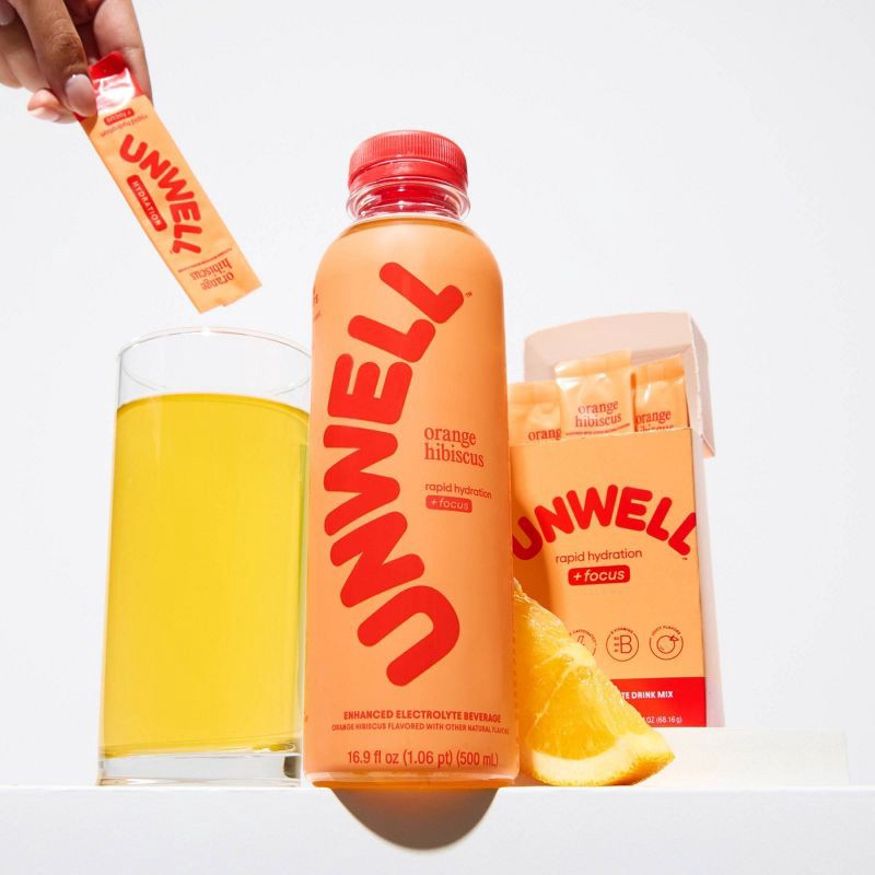 slide 2 of 8, Unwell Hydration Electrolyte Stick Pack for Rapid Hydration - Orange Hibiscus - 8pk, 8 ct