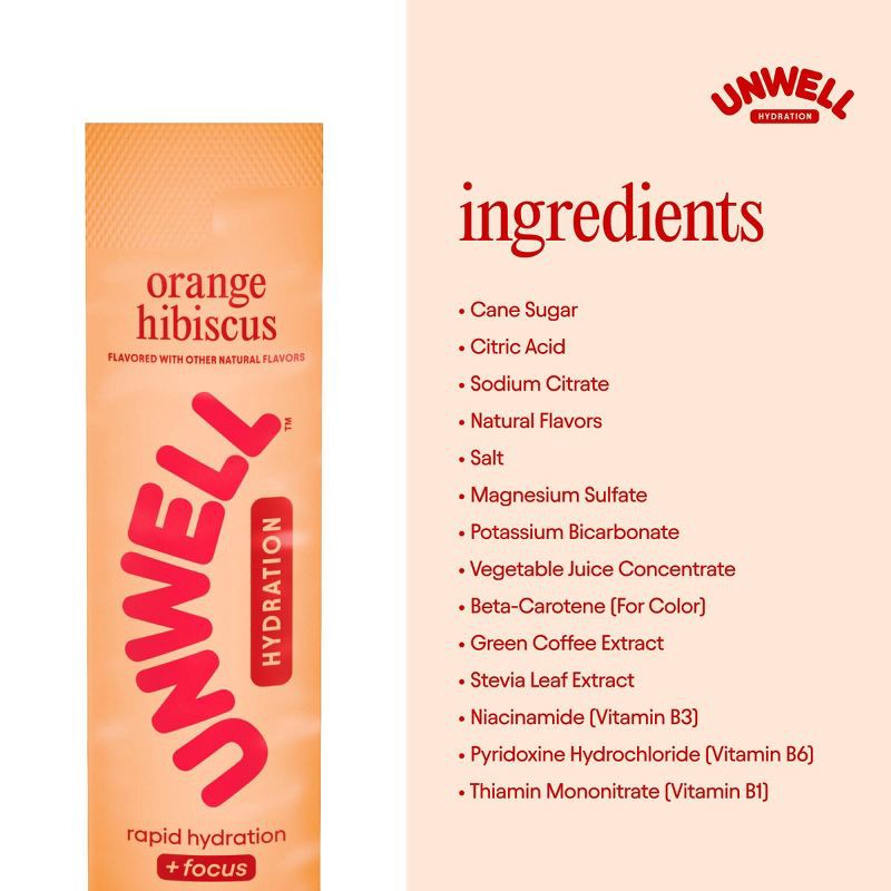 slide 4 of 8, Unwell Hydration Electrolyte Stick Pack for Rapid Hydration - Orange Hibiscus - 8pk, 8 ct