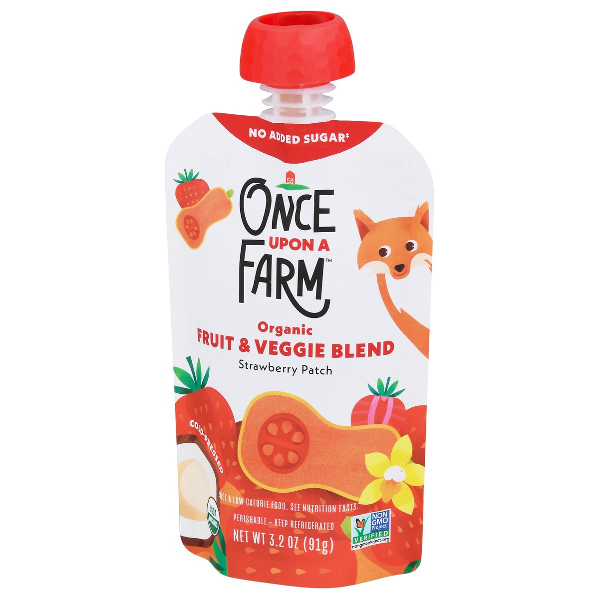 slide 2 of 14, Once Upon a Farm Organic Strawberry Patch Fruit & Veggie Blend 3.2 oz, 3.2 oz