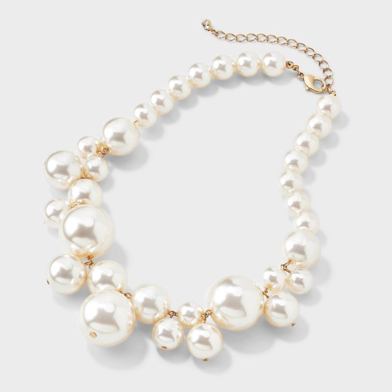 slide 3 of 4, Pearl Necklace - A New Day™ Gold/White, 1 ct