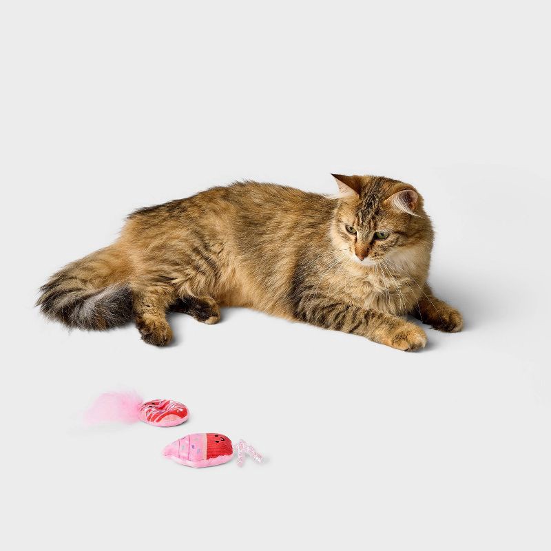 slide 2 of 3, Cupcake and Donut Plush Cat Toy - Boots & Barkley™ Assorted Pinks, 1 ct