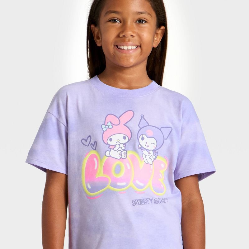 slide 2 of 4, Sanrio Girls' My Melody and Kuromi Short Sleeve Oversized Graphic T-Shirt - Purple L, 1 ct
