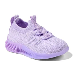 Lullaby Lane Girl's Prewalk Knit Bungee Sneakers, Purple, Size 3