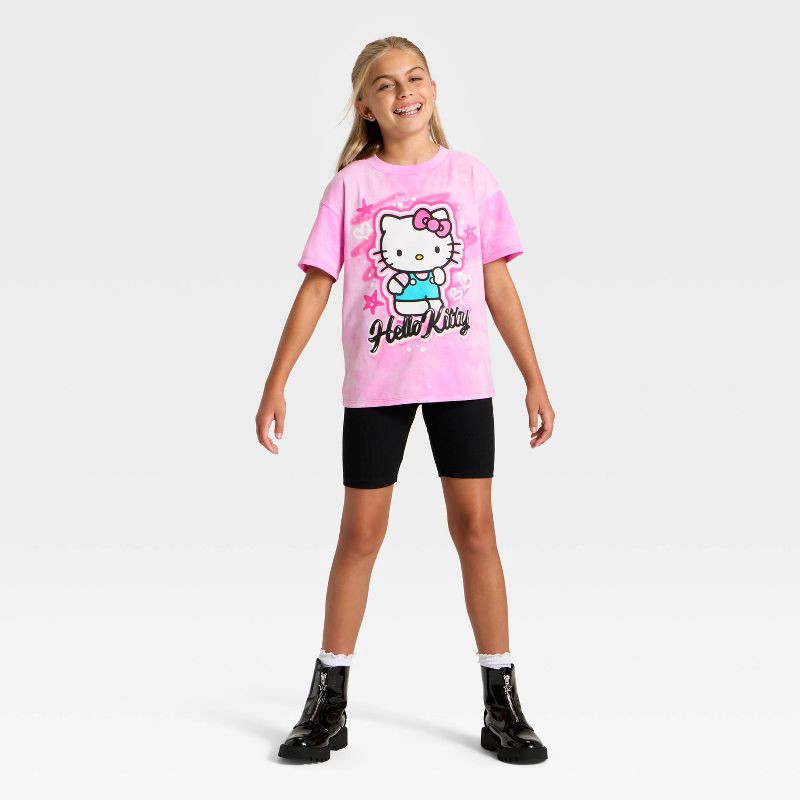 slide 4 of 4, Girls' Hello Kitty Short Sleeve Oversized Graphic T-Shirt - Pink S, 1 ct