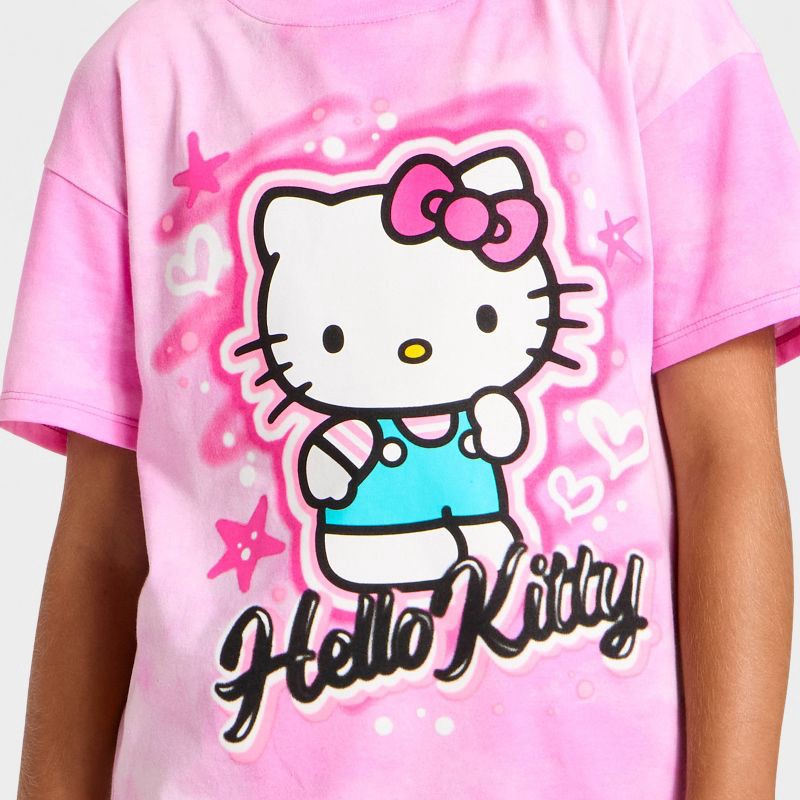 slide 2 of 4, Girls' Hello Kitty Short Sleeve Oversized Graphic T-Shirt - Pink L, 1 ct
