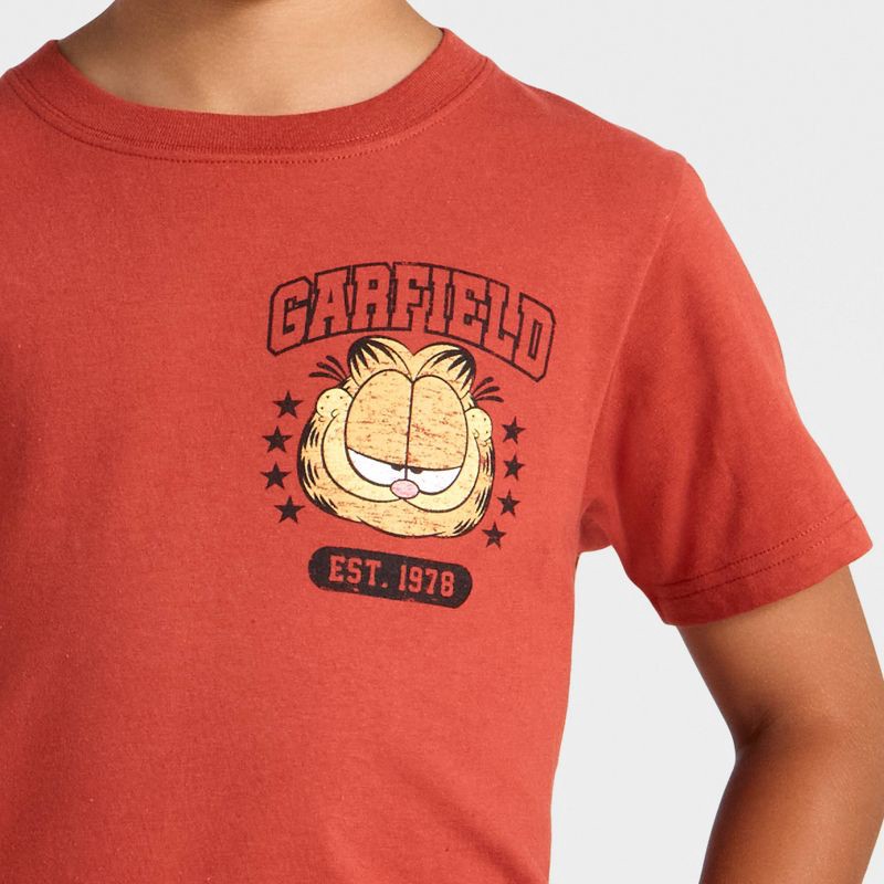 slide 3 of 4, Boys' Garfield Basketball Short Sleeve Front and Back Graphic T-Shirt - Red S, 1 ct