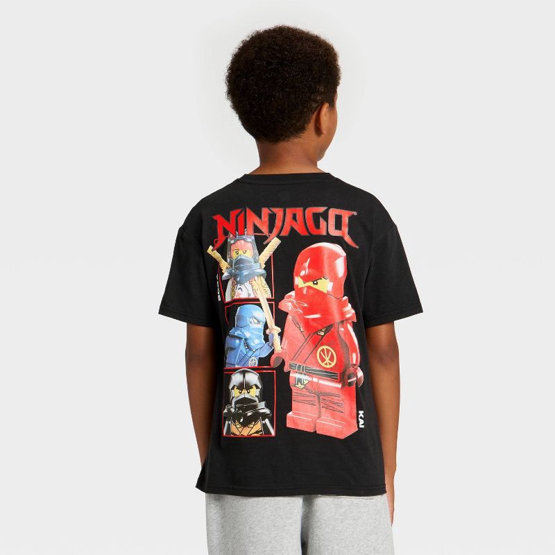 slide 1 of 4, Boys' LEGO Ninjago Short Sleeve Front and Back Graphic T-Shirt - Black S, 1 ct