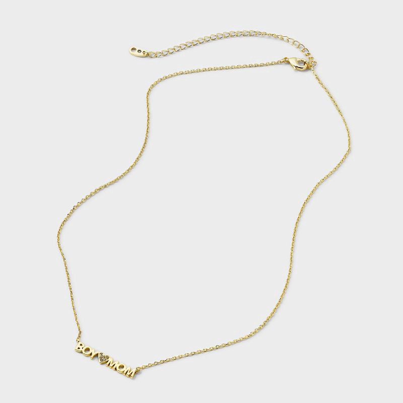 slide 2 of 4, 14k Gold Dipped Cubic Zirconia Boy Mom Heart Necklace - Gold, 1 ct