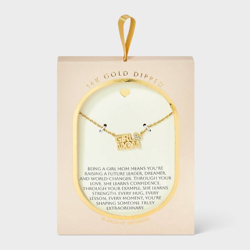 slide 3 of 4, 14k Gold Dipped Cubic Zirconia Girl Mom Heart Necklace - Gold, 1 ct