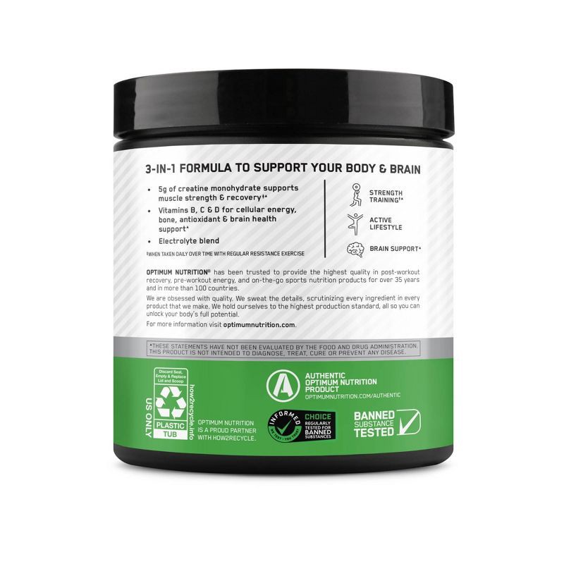 slide 3 of 13, Optimum Nutrition Creatine+ Sports Nutrition Supplement Powder - Orange Passionfruit - 40svs/12.69oz, 12.69 oz