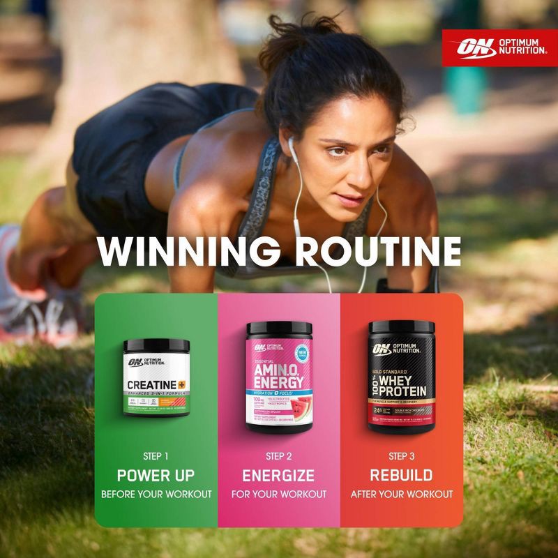 slide 11 of 13, Optimum Nutrition Creatine+ Sports Nutrition Supplement Powder - Orange Passionfruit - 40svs/12.69oz, 12.69 oz