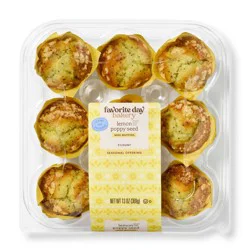 Spring Lemon Poppyseed Mini Muffins - 13oz/9ct - Favorite Day™