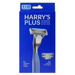 Harry's Plus Men's Razor Handle with 2 Razor Blade Cartridges - Tide: 5-Blade, Reusable, Manual Shaving