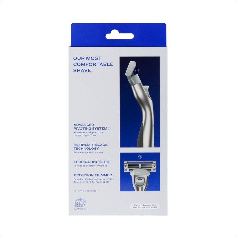 slide 9 of 9, Harry's Plus Men's Razor Handle with 2 Razor Blade Cartridges - Onyx, 1 ct