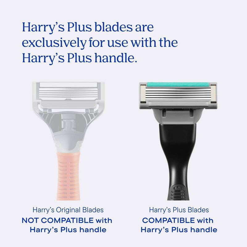 slide 7 of 9, Harry's Plus Men's Razor Handle with 2 Razor Blade Cartridges - All Black, 1 ct
