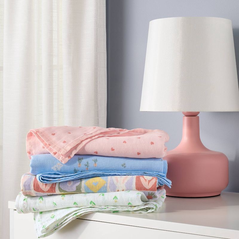 slide 2 of 4, Muslin Swaddle Blanket - Hearts - Cloud Island™, 1 ct