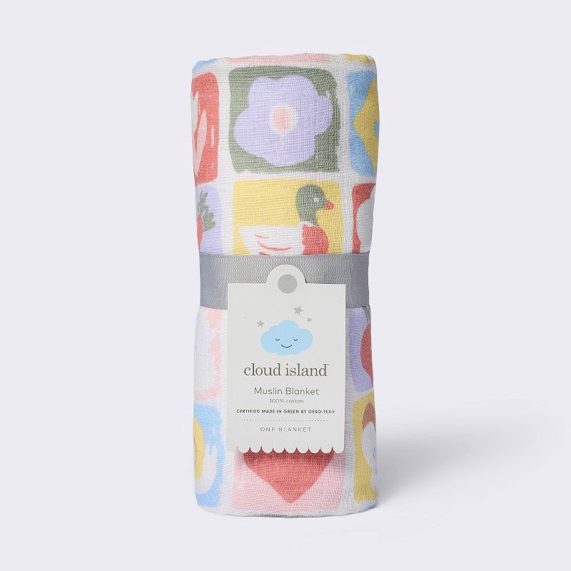 slide 4 of 4, Muslin Swaddle Blanket - Spring Grid - Cloud Island™, 1 ct