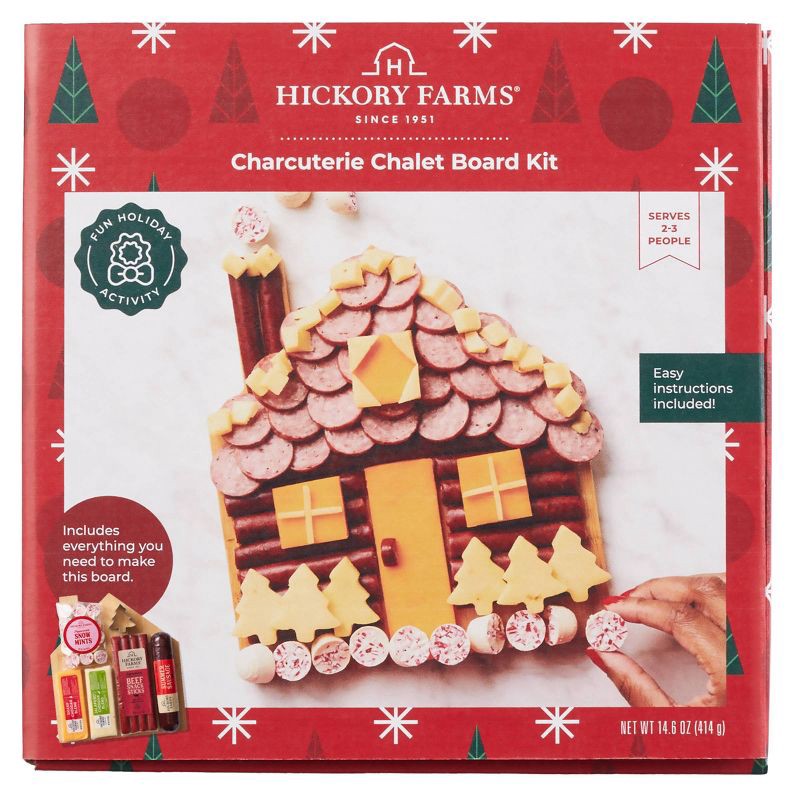 slide 1 of 6, Hickory Farms Christmas Gift Set Charcuterie Chalet Board Kit - 14.6oz, 14.6 oz
