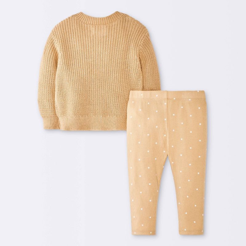 slide 4 of 4, Baby Boys' 2pc Cloud Sweater Top and Modal Ribbed Leggings Set - Cloud Island™ Brown 6-9M, 2 ct