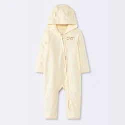 Baby Hooded Love You to the Moon and Back Pramsuit Romper - Cloud Island™ Cream 18M