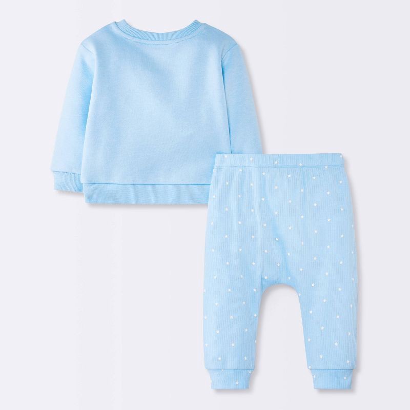 slide 3 of 4, Baby Boys' 2pc New to the Crew Fleece Sweatshirt and Jogger Pants Set - Cloud Island™ Blue 6-9M, 2 ct