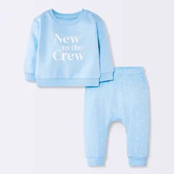 Baby Boys' 2pc New to the Crew Fleece Sweatshirt and Jogger Pants Set - Cloud Island™ Blue 24M