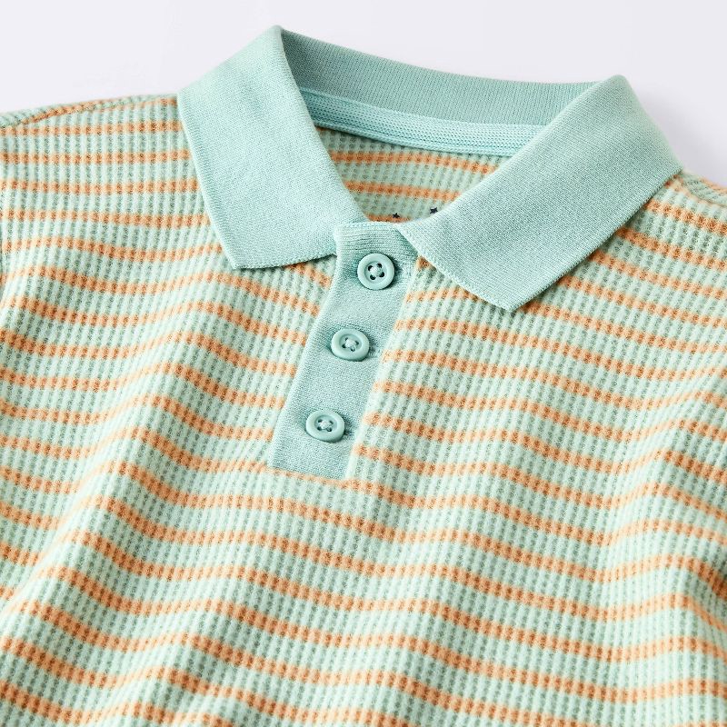slide 3 of 4, Baby Boys' 2pc Striped Waffle Henley Long Sleeve Shirt and Cargo Pants Set - Cloud Island™ Green 6-9M, 2 ct