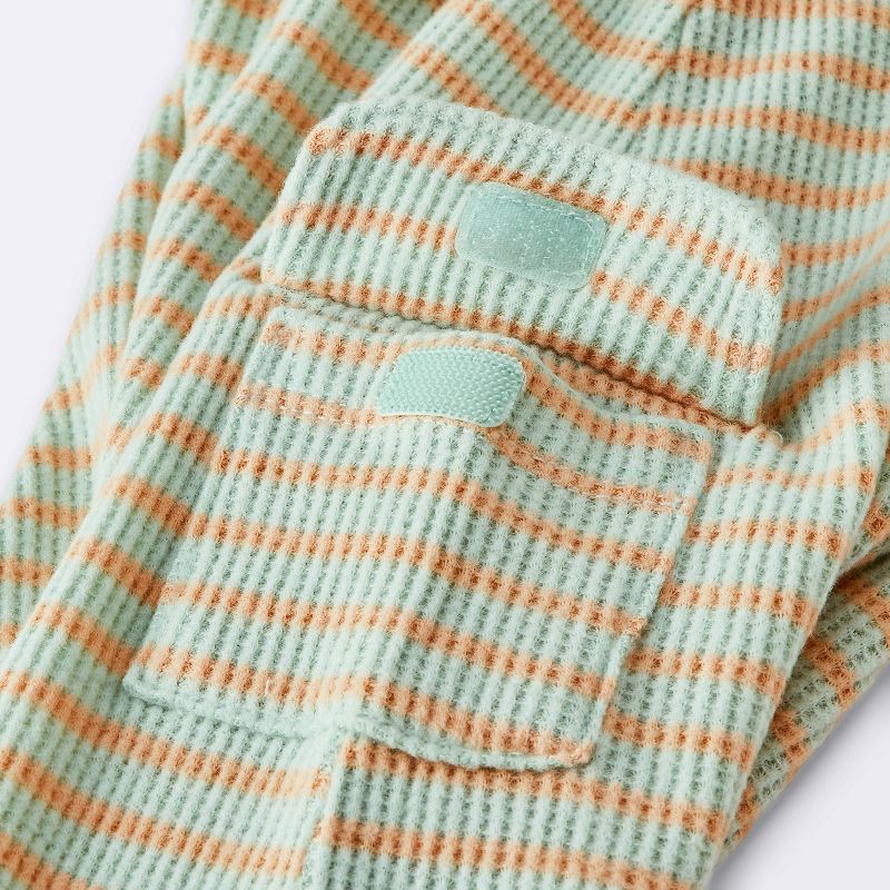 slide 3 of 4, Baby Boys' 2pc Striped Waffle Henley Long Sleeve Shirt and Cargo Pants Set - Cloud Island™ Green 18M, 2 ct