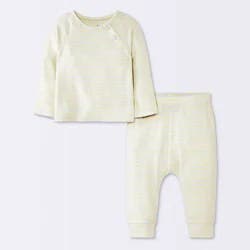 Baby Boys' 2pc Striped Sweater and Jogger Pants Set - Cloud Island™ Gray 0-3M