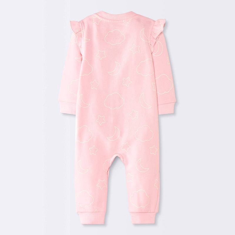 slide 4 of 4, Baby Girls' Moon and Stars Fleece Romper - Cloud Island™ Pink Newborn, 1 ct