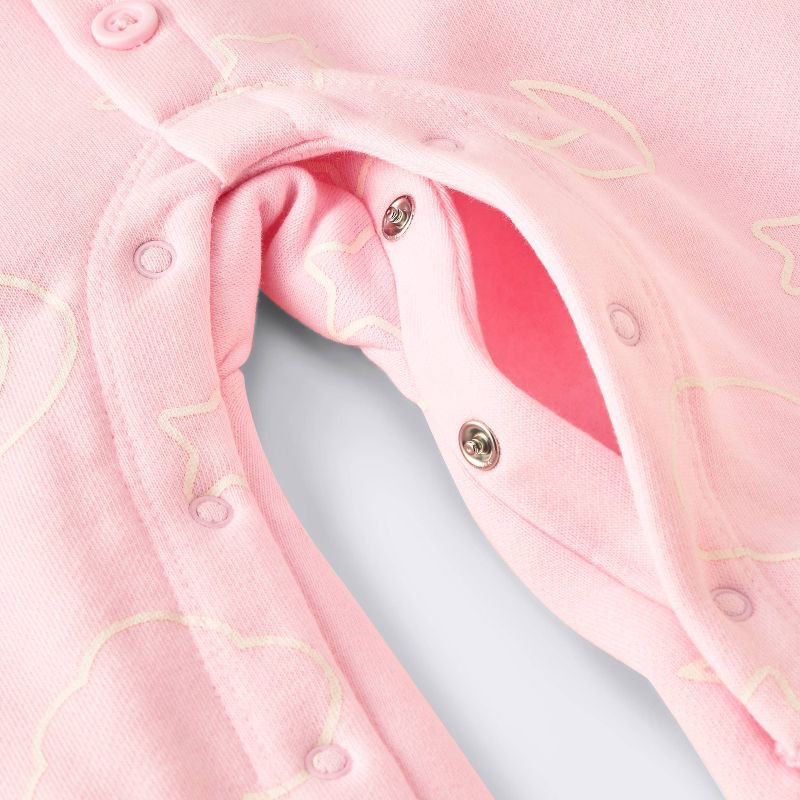 slide 3 of 4, Baby Girls' Moon and Stars Fleece Romper - Cloud Island™ Pink Newborn, 1 ct