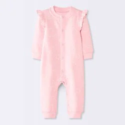 Baby Girls' Moon and Stars Fleece Romper - Cloud Island™ Pink Newborn