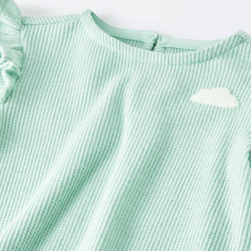 slide 4 of 4, Baby Girls' 2pc Cloud Flutter Waffle Sweatshirt and Pull-On Pants Set - Cloud Island™ Green 24M, 2 ct