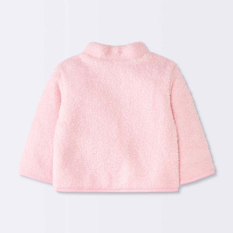 slide 4 of 4, Baby Girls' Heart Fuzzy Jacket - Cloud Island™ Pink Newborn, 1 ct