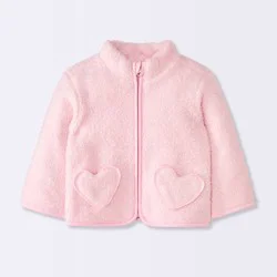 Baby Girls' Heart Fuzzy Jacket - Cloud Island™ Pink 6-9M
