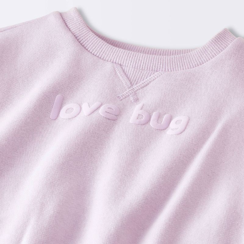 slide 3 of 4, Baby Girls' 2pc Love Bug Fleece Sweatshirt and Jogger Pants Set - Cloud Island™ Purple Newborn, 2 ct