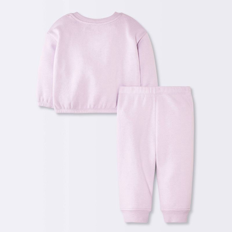 slide 2 of 4, Baby Girls' 2pc Love Bug Fleece Sweatshirt and Jogger Pants Set - Cloud Island™ Purple 3-6M, 2 ct
