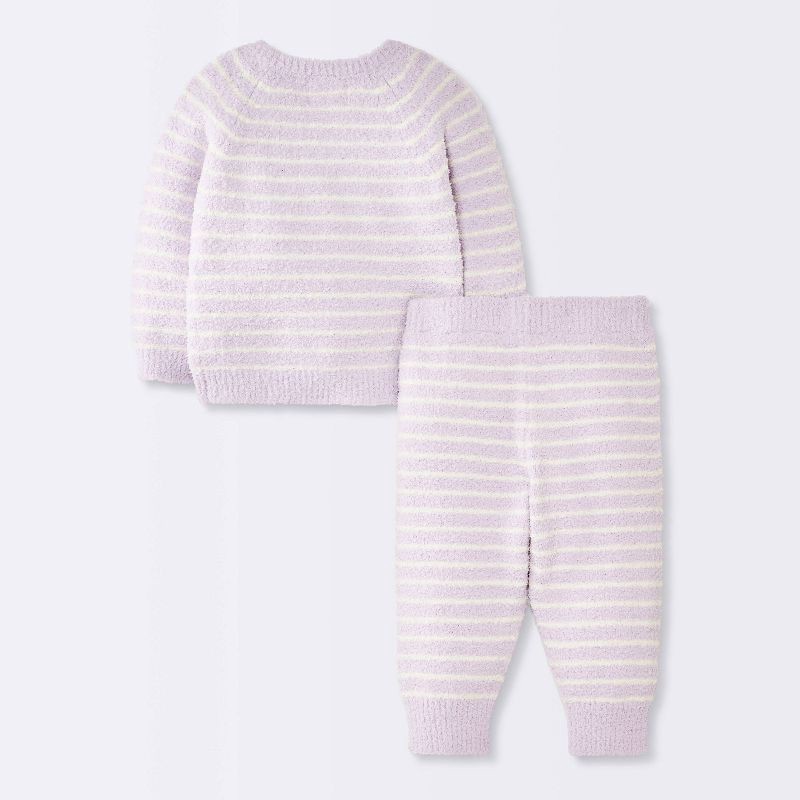 slide 4 of 4, Baby Girls' 2pc Striped Chenille Wrap Top and Pants Set - Cloud Island™ Purple 18M, 2 ct