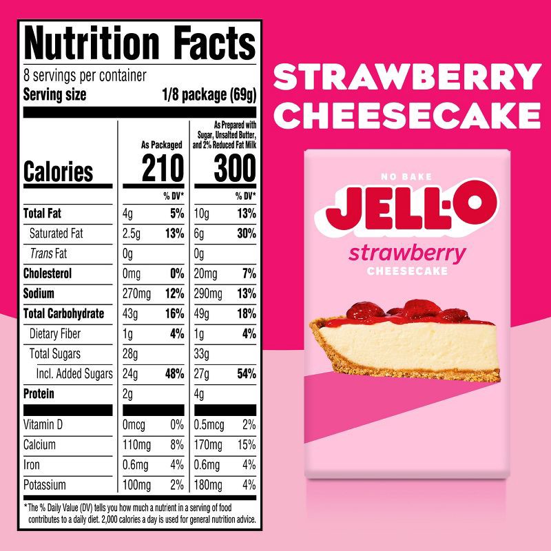 slide 2 of 9, Jell-O No Bake Strawberry Cheesecake Mix - 19.6oz, 19.6 oz