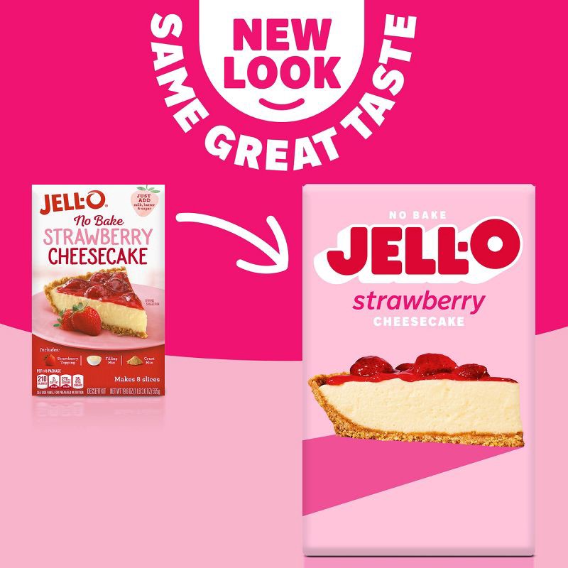 slide 3 of 9, Jell-O No Bake Strawberry Cheesecake Mix - 19.6oz, 19.6 oz