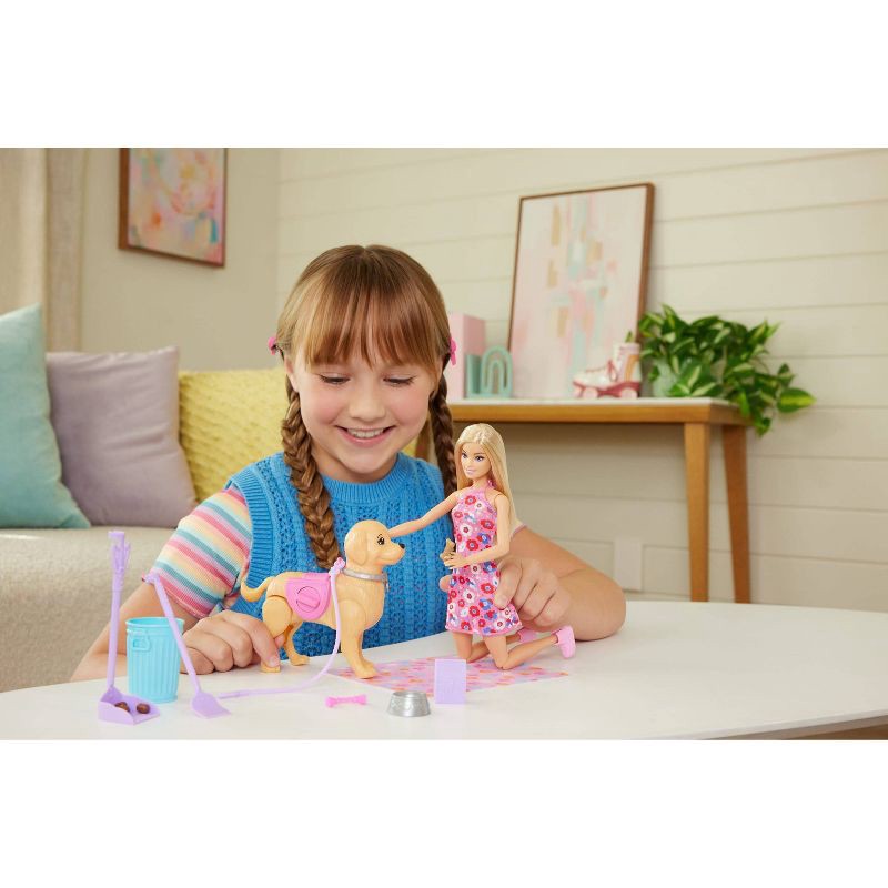 slide 2 of 6, Barbie “Malibu” Walk & Potty Pup Toy Set, Includes Doll, Walking Pet Dog with Potty Feature, & Accessories, 1 ct